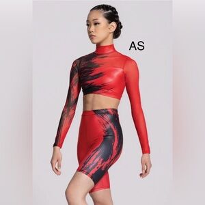 Weissman Red and Black Artistic Crop Top
